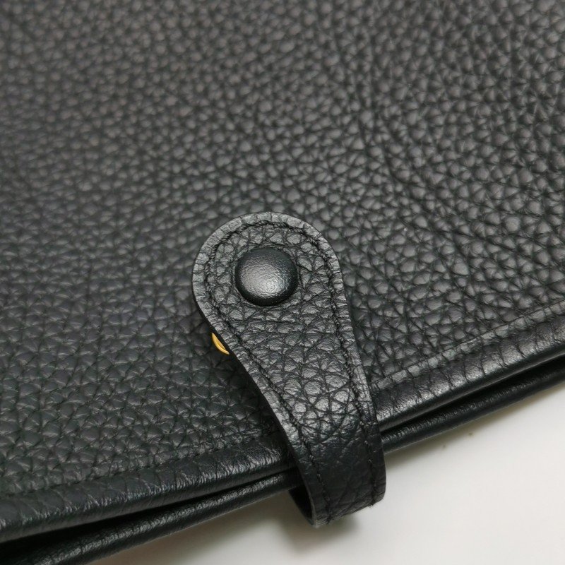 Hermes Evelyne 16鏤空肩背包Clemence(TC)牛皮金扣89黑色D刻-15