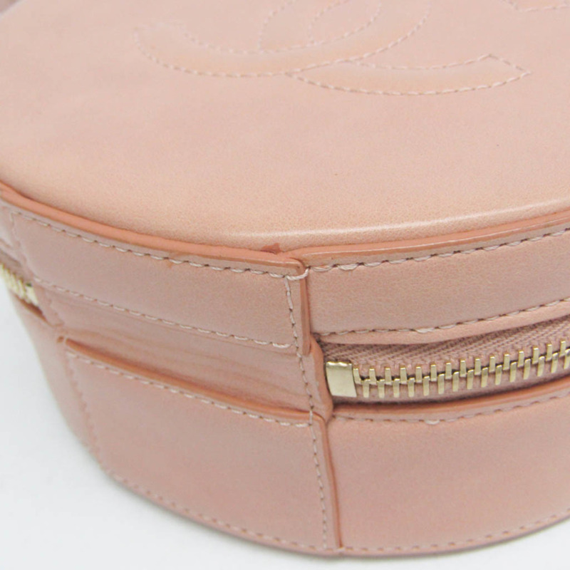 香奈兒 Matelasse 圓形地球女士真皮手提包/單肩包 淺粉紅色-4