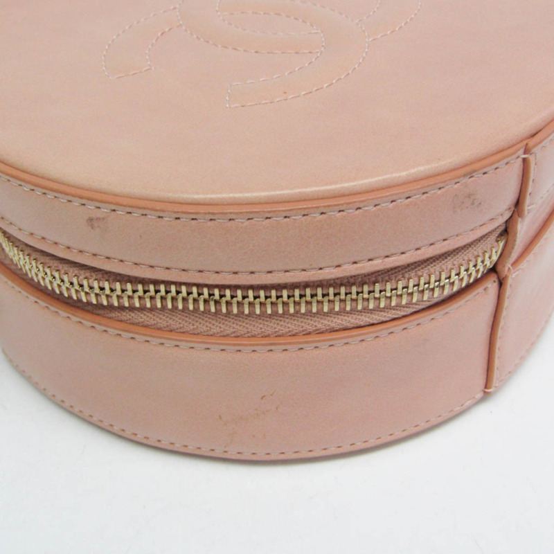 香奈兒 Matelasse 圓形地球女士真皮手提包/單肩包 淺粉紅色-5