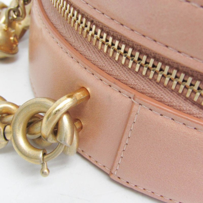 香奈兒 Matelasse 圓形地球女士真皮手提包/單肩包 淺粉紅色-7