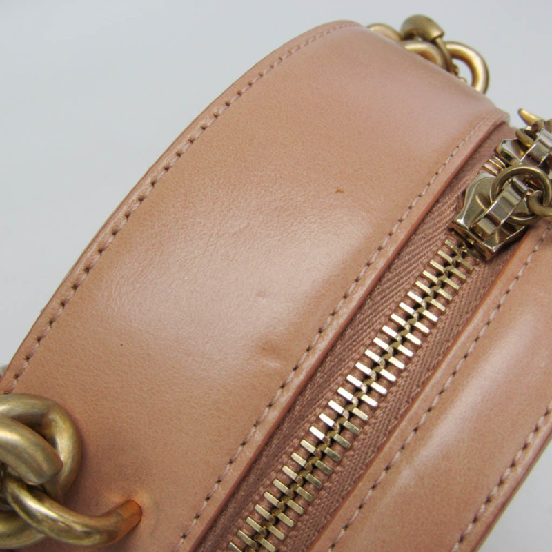 香奈兒 Matelasse 圓形地球女士真皮手提包/單肩包 淺粉紅色-8