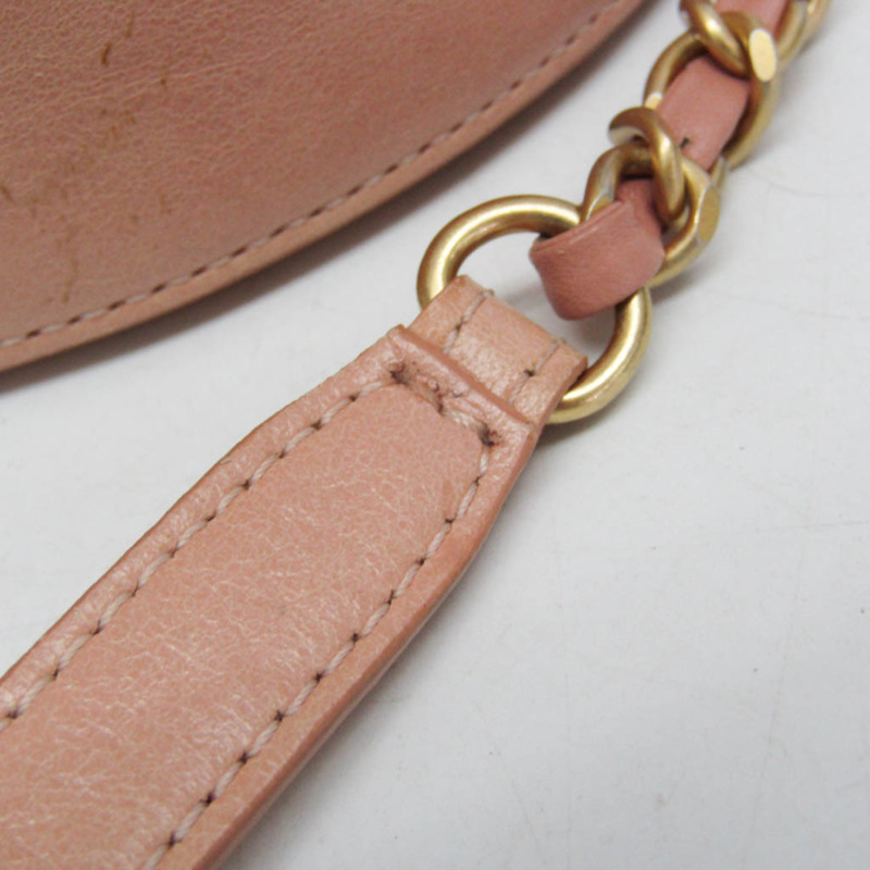 香奈兒 Matelasse 圓形地球女士真皮手提包/單肩包 淺粉紅色-11