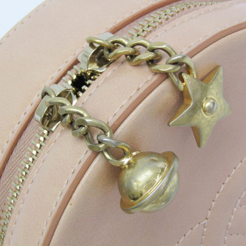 香奈兒 Matelasse 圓形地球女士真皮手提包/單肩包 淺粉紅色-12