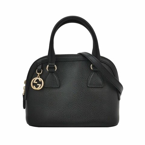 Gucci牛皮純色雙G吊飾斜背包單肩包