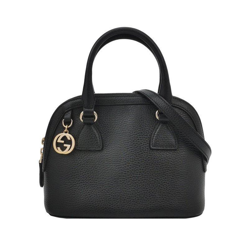 Gucci牛皮純色雙G吊飾斜背包單肩包-0