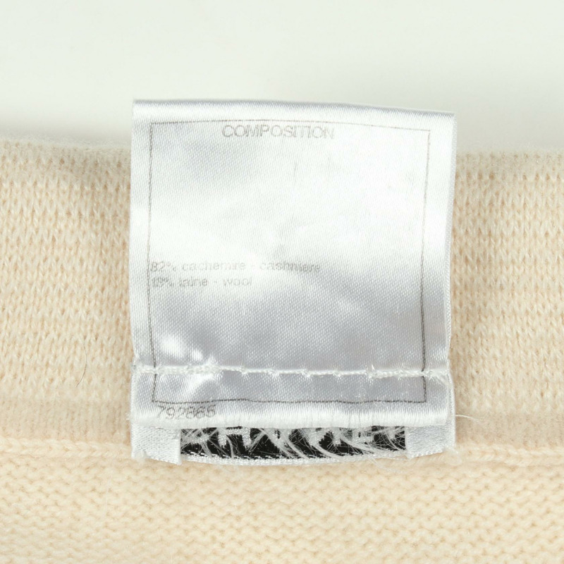 香奈兒 COCO 標誌紐扣開襟羊毛衫 #34 羊絨米色 二手 女士-3