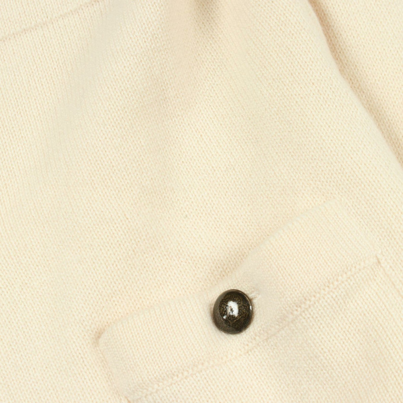 香奈兒 COCO 標誌紐扣開襟羊毛衫 #34 羊絨米色 二手 女士-4