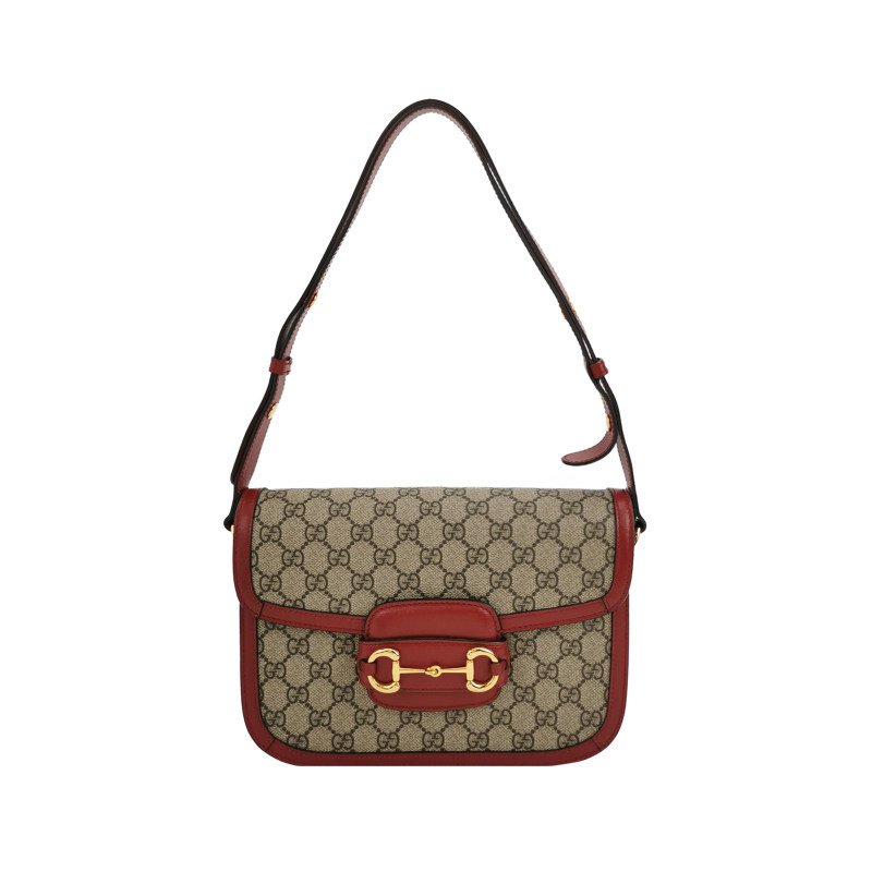 Gucci 1955小號牛皮GG老花馬銜扣單肩包-0