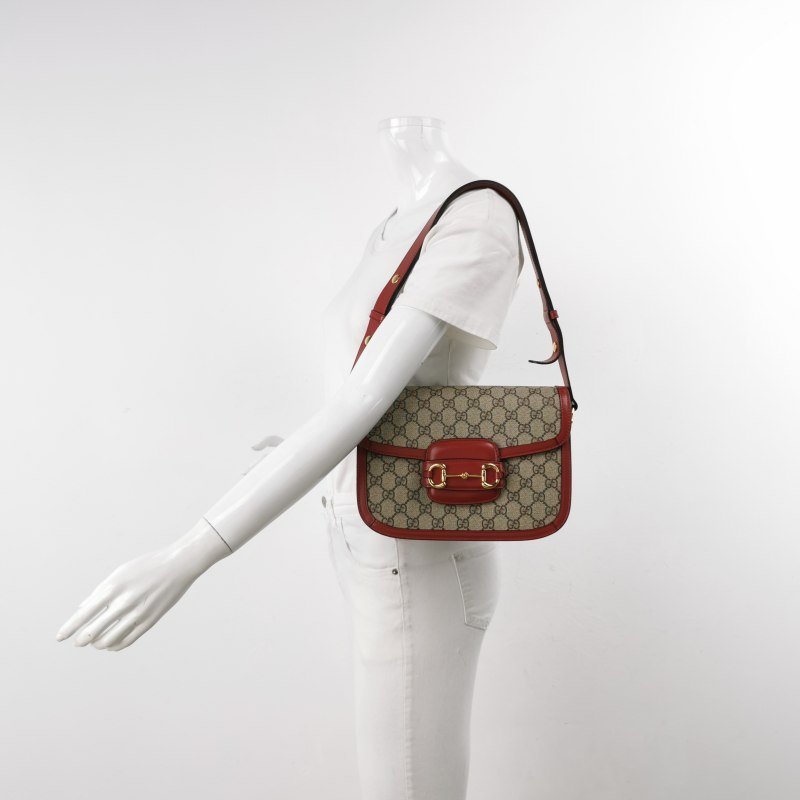 Gucci 1955小號牛皮GG老花馬銜扣單肩包-1