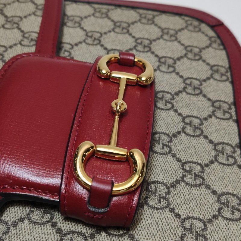 Gucci 1955小號牛皮GG老花馬銜扣單肩包-13