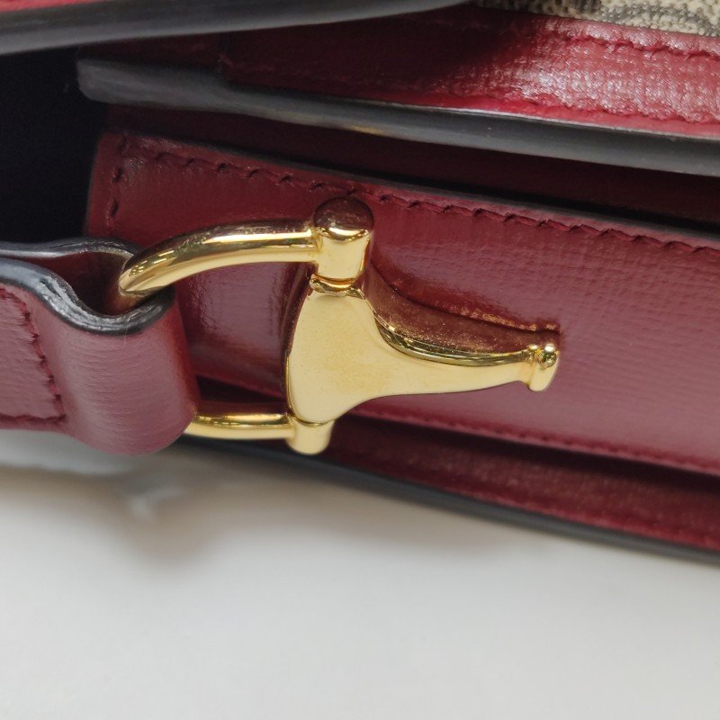 Gucci 1955小號牛皮GG老花馬銜扣單肩包-14