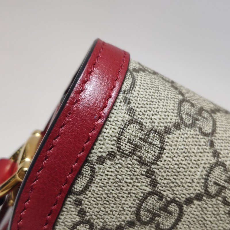 Gucci 1955小號牛皮GG老花馬銜扣單肩包-19