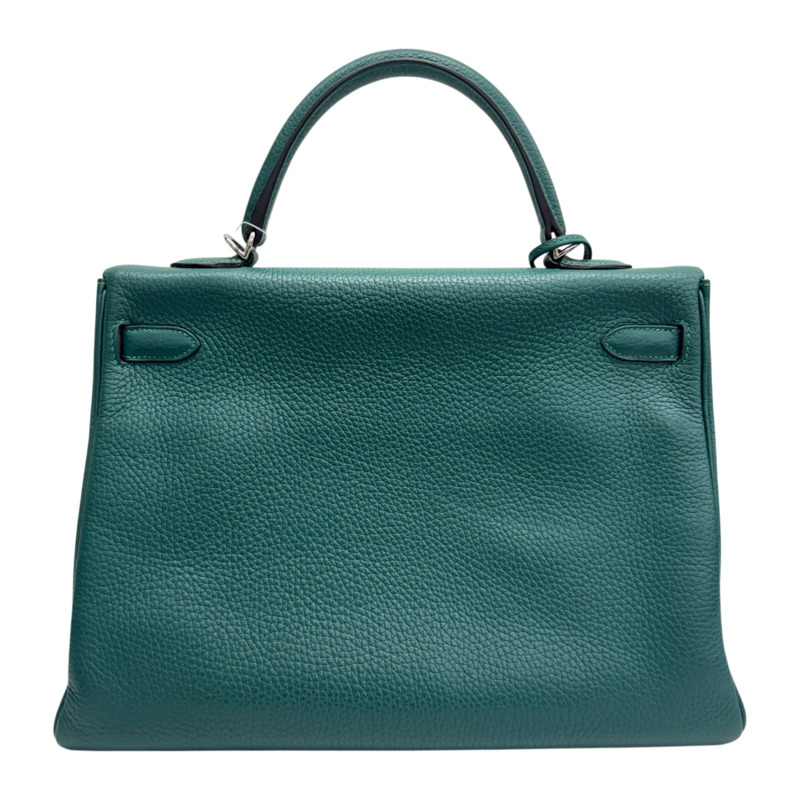 孔雀綠色 Clemence牛革 Kelly 35 凱莉包 兩用包 □Q刻 銀釦【HERMES 愛馬仕】-2