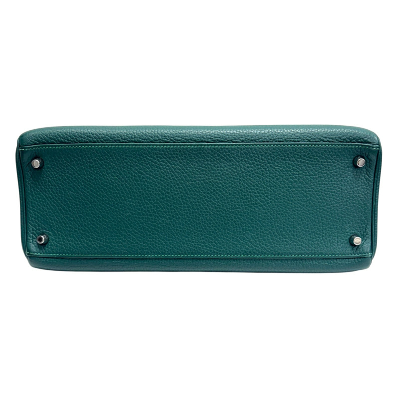 孔雀綠色 Clemence牛革 Kelly 35 凱莉包 兩用包 □Q刻 銀釦【HERMES 愛馬仕】-3