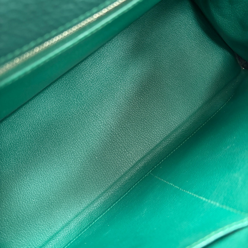 孔雀綠色 Clemence牛革 Kelly 35 凱莉包 兩用包 □Q刻 銀釦【HERMES 愛馬仕】-4