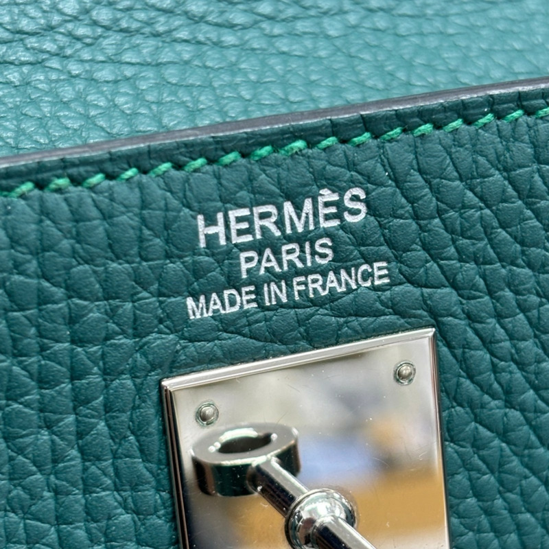 孔雀綠色 Clemence牛革 Kelly 35 凱莉包 兩用包 □Q刻 銀釦【HERMES 愛馬仕】-6