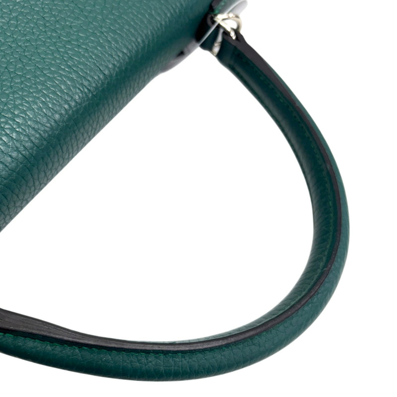 孔雀綠色 Clemence牛革 Kelly 35 凱莉包 兩用包 □Q刻 銀釦【HERMES 愛馬仕】-8