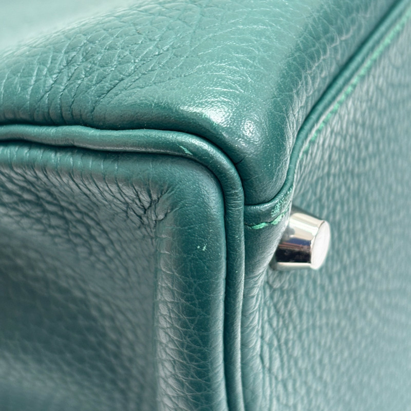 孔雀綠色 Clemence牛革 Kelly 35 凱莉包 兩用包 □Q刻 銀釦【HERMES 愛馬仕】-9