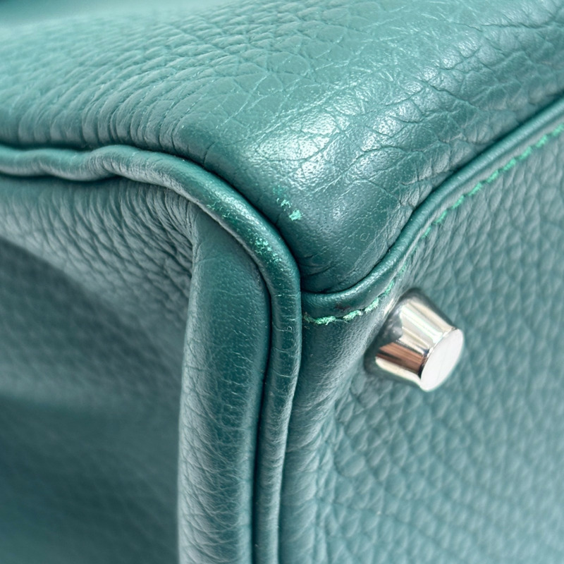 孔雀綠色 Clemence牛革 Kelly 35 凱莉包 兩用包 □Q刻 銀釦【HERMES 愛馬仕】-11