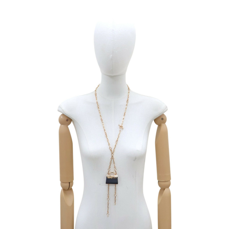 18K玫瑰金 黑色琺瑯 鑽石 Precieux Kelly Long 項鍊【HERMES 愛馬仕】 223220B 00-5