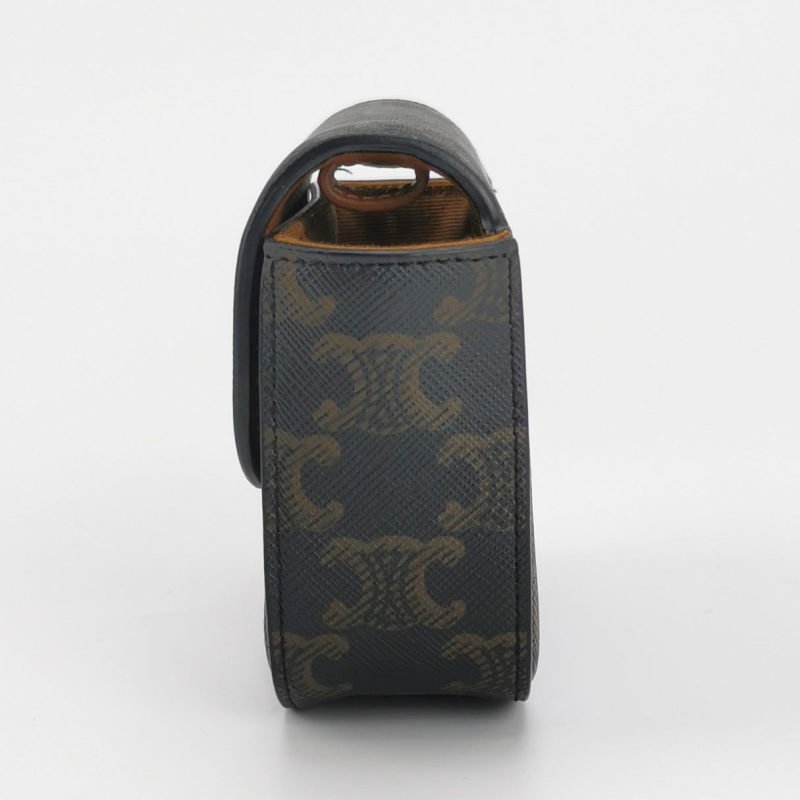 Celine Claude迷你牛皮標誌印花Logo插扣斜挎包包-2