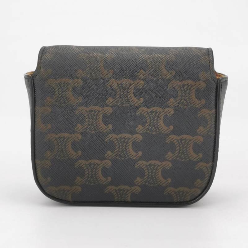 Celine Claude迷你牛皮標誌印花Logo插扣斜挎包包-4