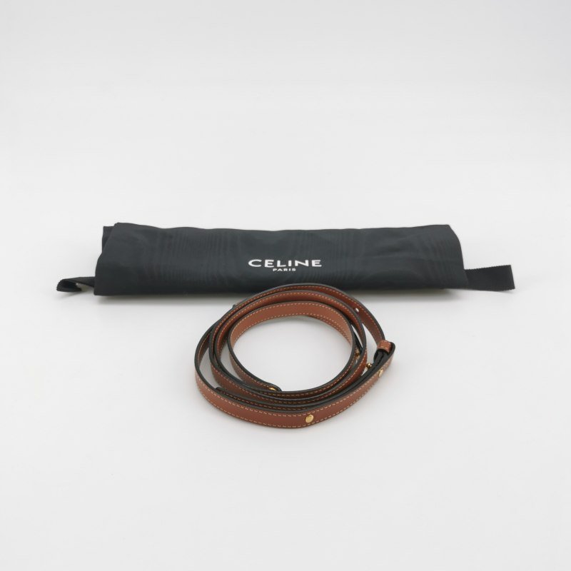 Celine Claude迷你牛皮標誌印花Logo插扣斜挎包包-8