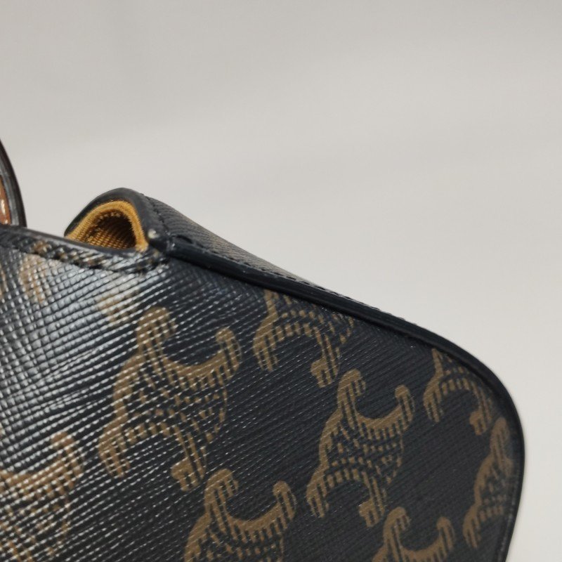 Celine Claude迷你牛皮標誌印花Logo插扣斜挎包包-19