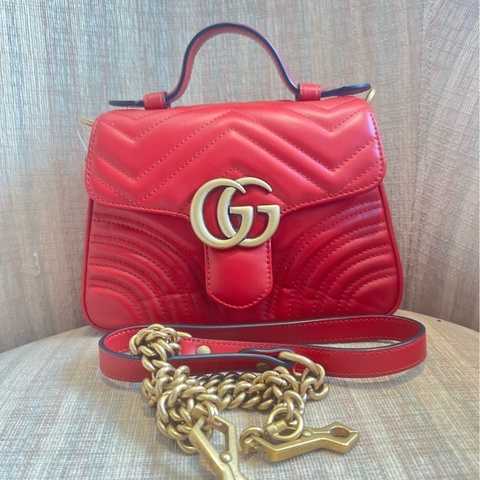 古馳Gucci馬蒙小號紅色手提郵差包