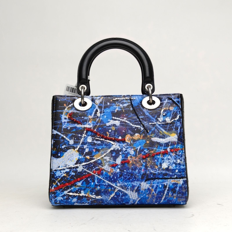 DIOR LadyDior戴妃包五格圖案牛皮銀扣2017-2