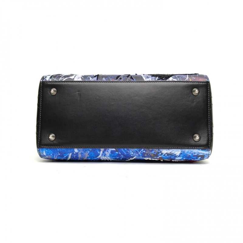 DIOR LadyDior戴妃包五格圖案牛皮銀扣2017-3