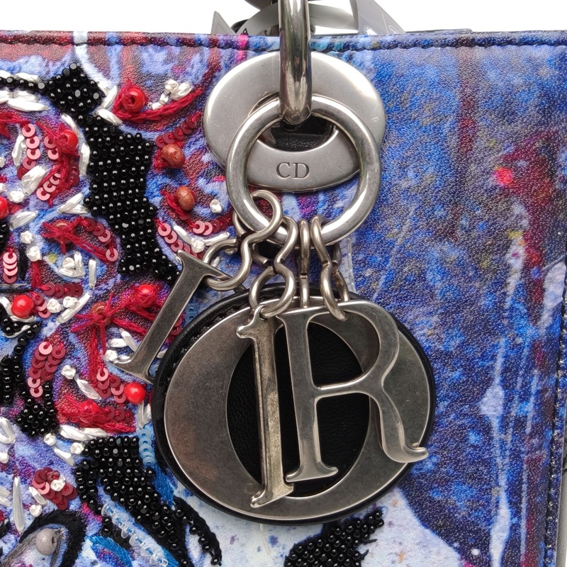 DIOR LadyDior戴妃包五格圖案牛皮銀扣2017-4