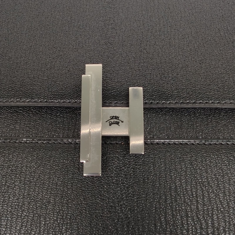 HERMES Cinhetic18盒子包黑色Chevre山羊皮A刻銀扣-4