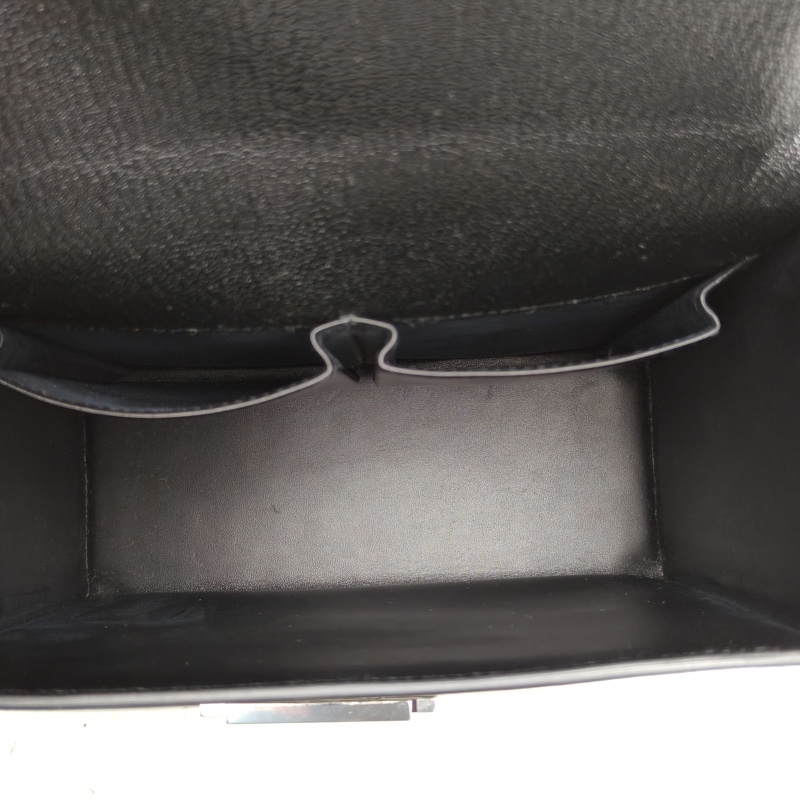 HERMES Cinhetic18盒子包黑色Chevre山羊皮A刻銀扣-5