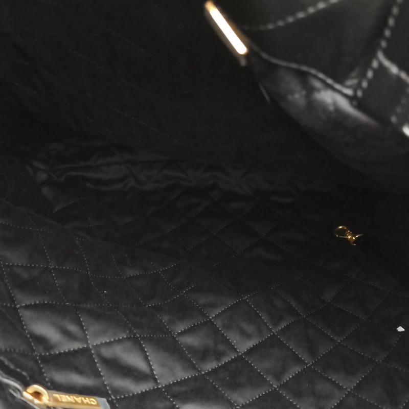 CHANEL 22Bag帶手柄雙肩包大號黑色牛皮晶片金扣-5