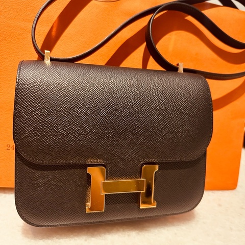 Hermes Mini Constance 18 黑色  Epsom 89 NOIR玫瑰金
