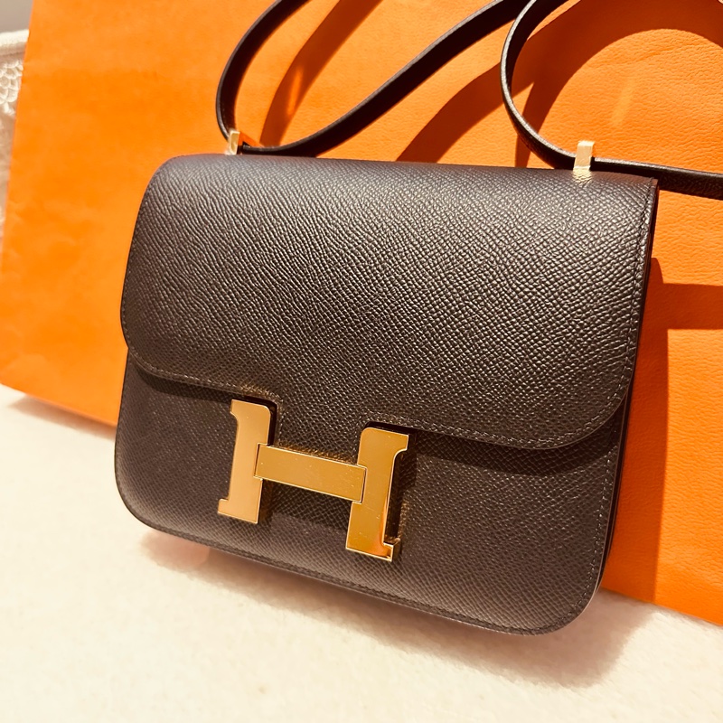 Hermes Mini Constance 18 黑色 Epsom 89 NOIR玫瑰金-1