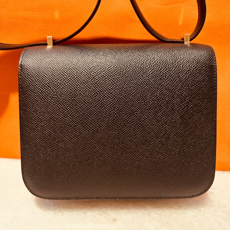 Hermes Mini Constance 18 黑色 Epsom 89 NOIR玫瑰金-10