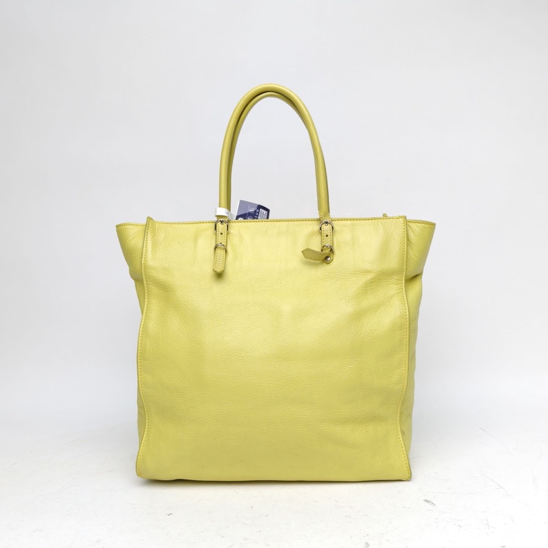 BALENCIAGA 黃色牛皮City系列機車包手提托特包-2