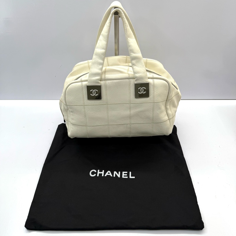 CHANEL 香奈兒 白色CHOCOLATE BAR手提包（無卡）-2