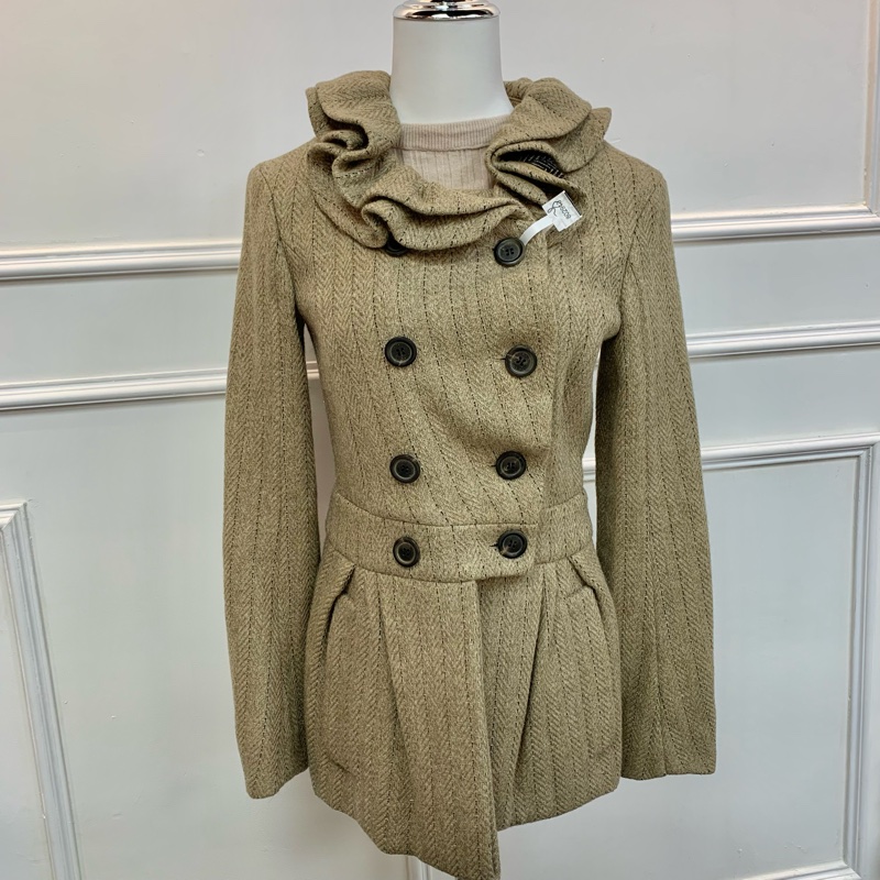 LV Vintage 秀場款 ✨條紋羊毛雙排扣大衣 🤎范冰冰同款🤎🤎-0