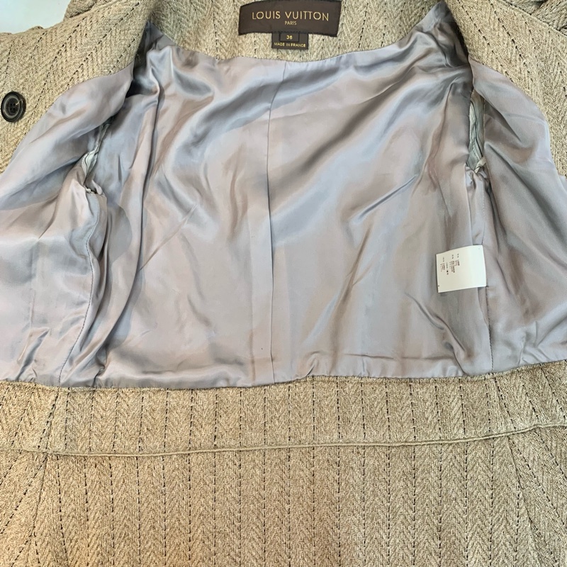 LV Vintage 秀場款 ✨條紋羊毛雙排扣大衣 🤎范冰冰同款🤎🤎-9