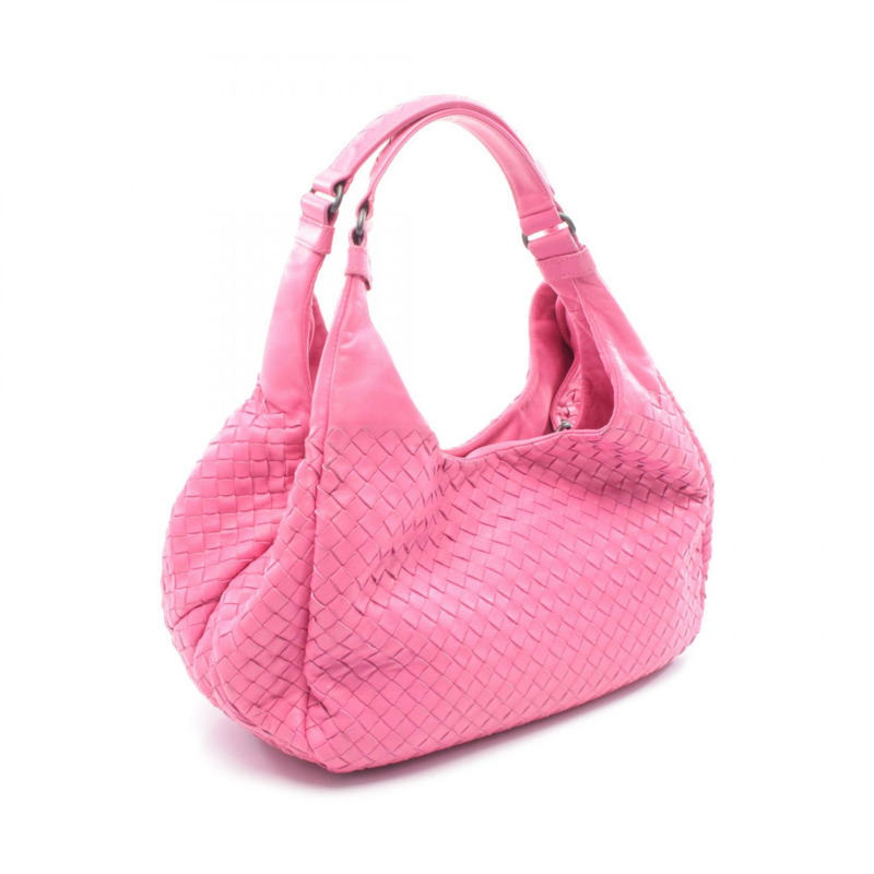 BOTTEGA VENETA 中型 Campana Intrecciato 單肩包 皮革 紫紅色 粉紅色 二手-1