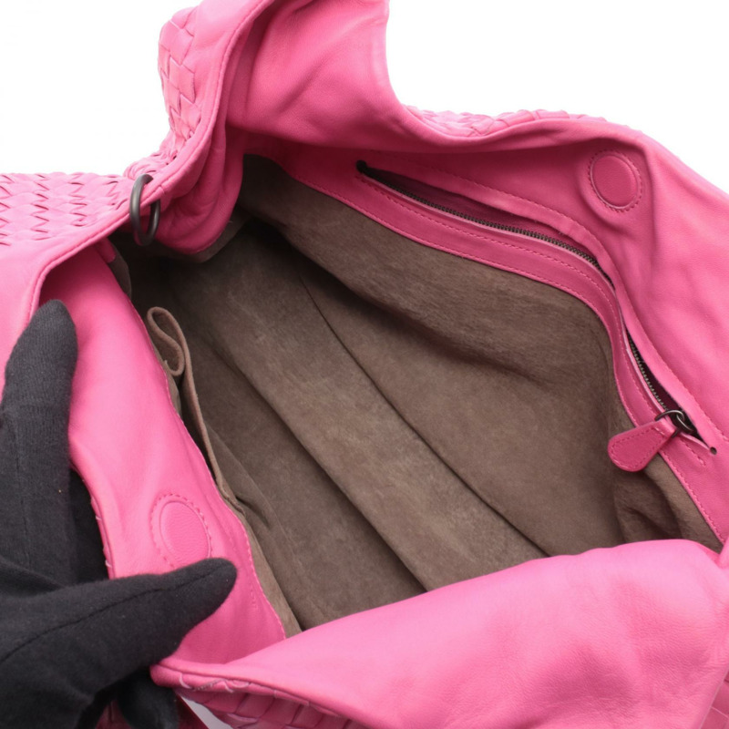 BOTTEGA VENETA 中型 Campana Intrecciato 單肩包 皮革 紫紅色 粉紅色 二手-2