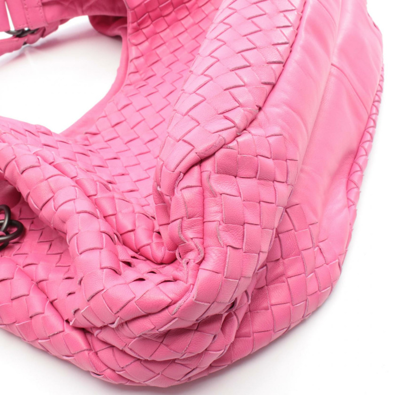 BOTTEGA VENETA 中型 Campana Intrecciato 單肩包 皮革 紫紅色 粉紅色 二手-6