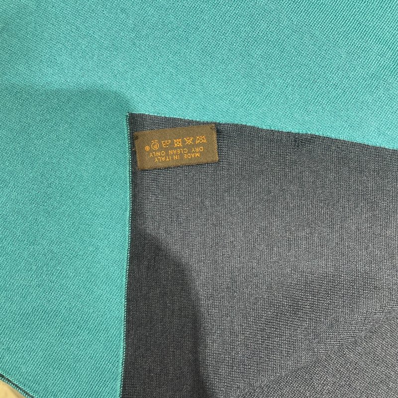 HERMES 愛馬仕 雙面圍巾 CASHMERE 100% 藍色系-6
