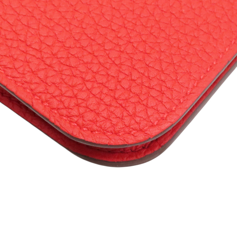 法拉利紅色 Clemence牛皮 Dogon 長夾 D刻 銀釦【HERMES 愛馬仕】-8