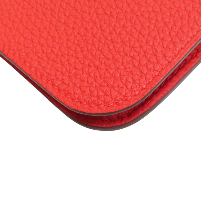 法拉利紅色 Clemence牛皮 Dogon 長夾 D刻 銀釦【HERMES 愛馬仕】-9