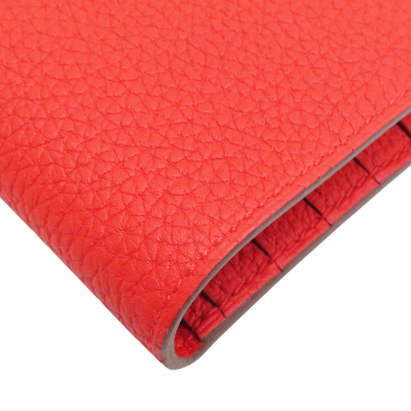 法拉利紅色 Clemence牛皮 Dogon 長夾 D刻 銀釦【HERMES 愛馬仕】-11