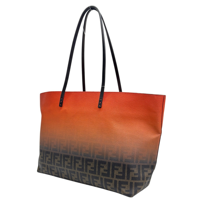 橘色 棕色 Zucca 帆布 托特包【FENDI 芬迪】 8BH185-1